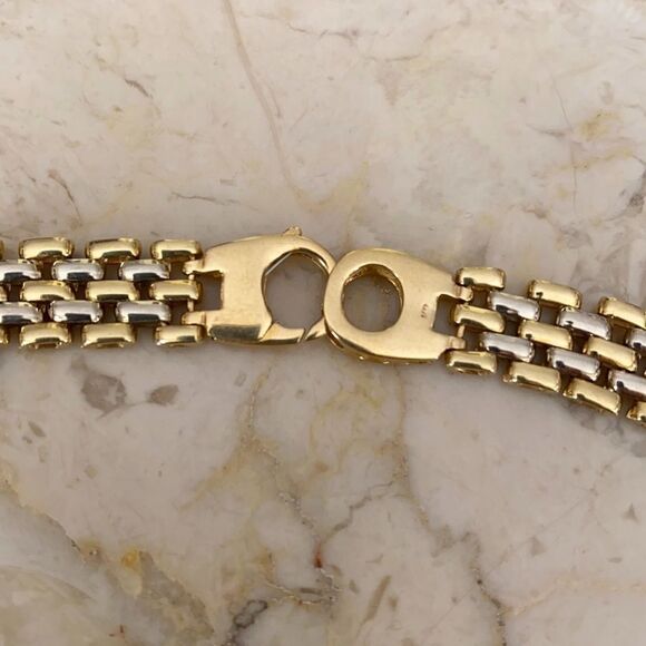 14K Solid Heavy Yellow & White Gold 17.5” Choker Necklace 63.3 gm - Picture 6 of 11